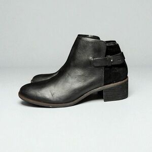 🌻Korks Sonya Black Leather & Suede Ankle Boots Size 8